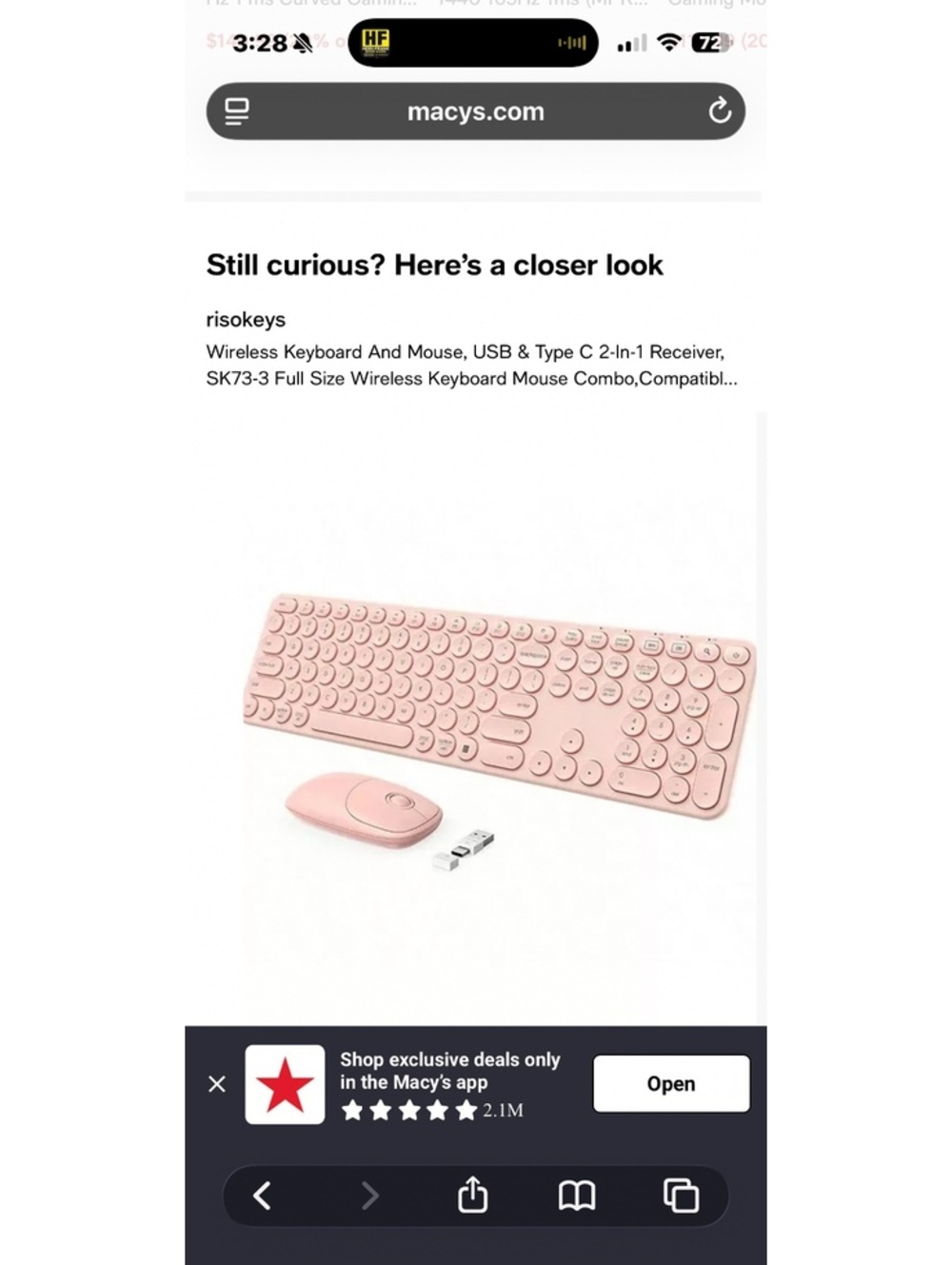 risokeys Wireless Keyboard and Mouse Combo, USB & Type C 2-in-1 Receiver, SK73-3